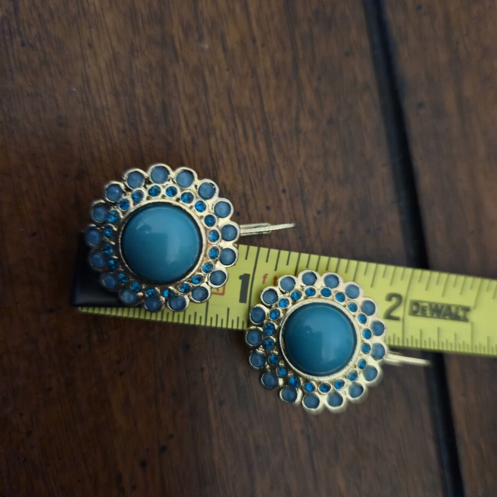 Banana Republic Gold And Turquoise Blue Drop Earrings - Picture 10 of 11